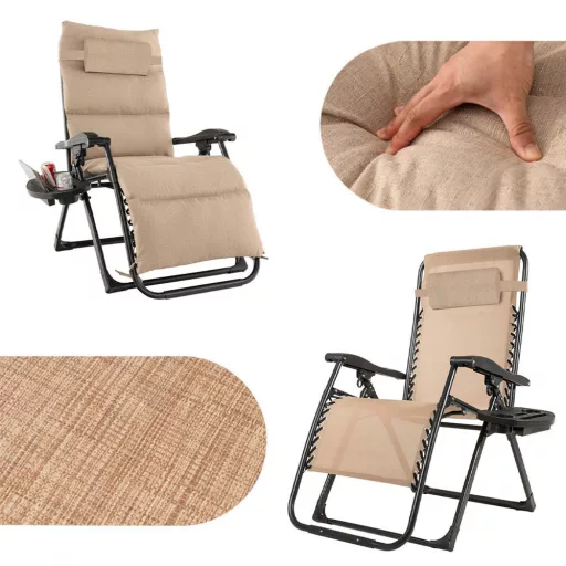Padded Zero Gravity Chair with Storage and Removable Headrest - Various Colors