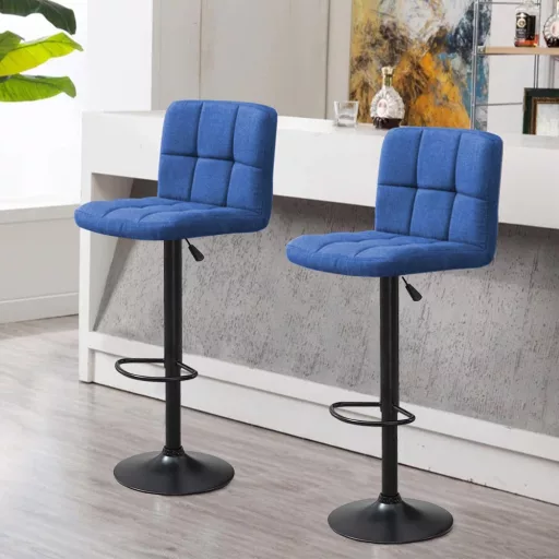 Nastavljiv oblazinjen barski stolček - 2 kosa, eleganten dizajn, višina 60-80 cm, različne barve