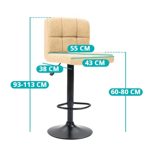 Bež barni stolček set, 2 kosa, nastavljiva višina 60-80 cm