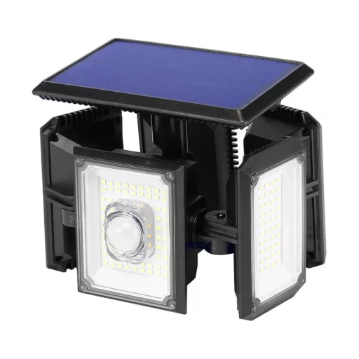 5-panelni rotacijski 300 LED solarni svetilnik z senzorjem gibanja in daljinskim upravljalnikom, IP65 vodoodporen