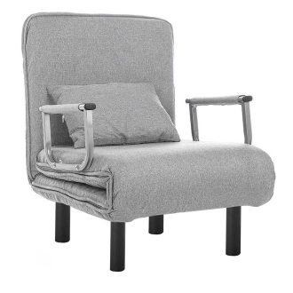   2-v-1 Naslonjač Postelja - Prostorsko Varčen, Udobna Oblika v Svetlo Sivi