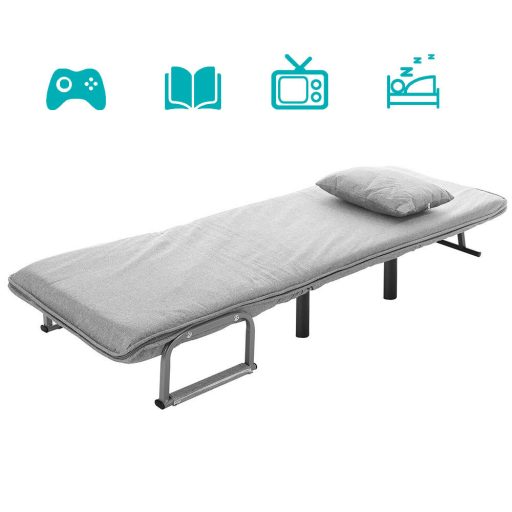 2-v-1 Naslonjač Postelja - Prostorsko Varčen, Udobna Oblika v Svetlo Sivi