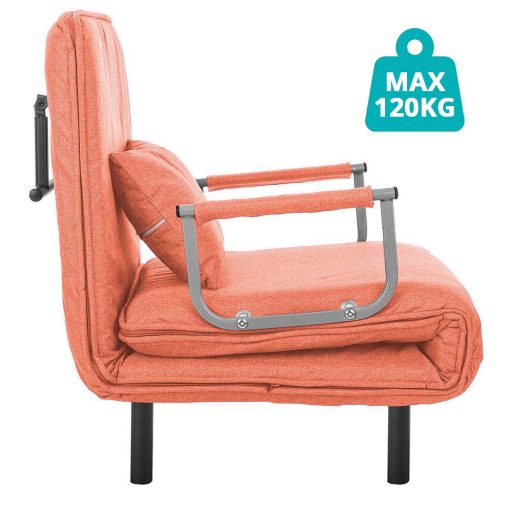 2-v-1 Naslonjač Postelja, Oblikovanje, Ki Prihrani Prostor z Oblazinjenimi Nasloni - Oranžna