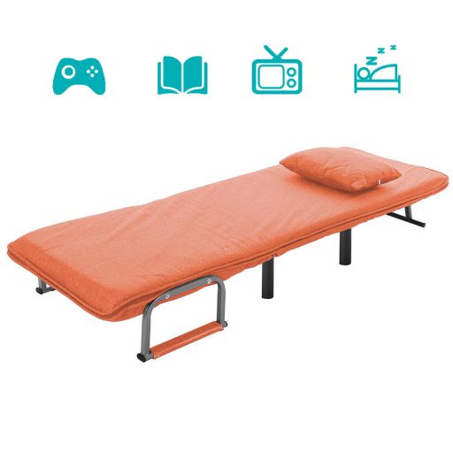 2-v-1 Naslonjač Postelja, Oblikovanje, Ki Prihrani Prostor z Oblazinjenimi Nasloni - Oranžna