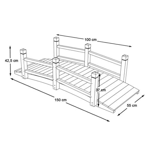 Cedar Garden Bridge for Ponds and Flower Beds - 150 kg Capacity, Elegant Design