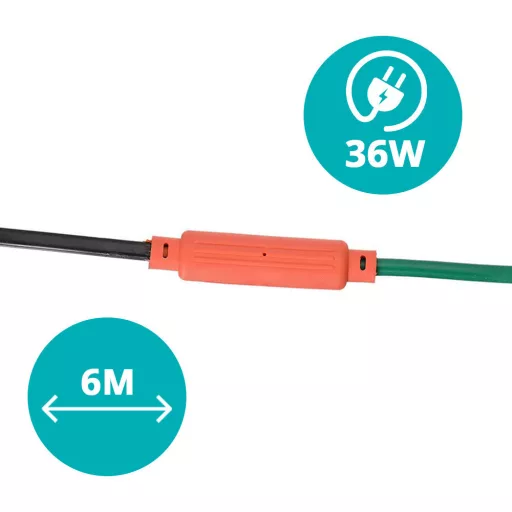 36W Kabel za ogrevanje vrta za rastline, 6m - Vodoodporen in za notranjo/zunanjo uporabo