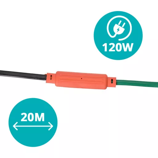 20m Kabel za ogrevanje vrta za rastline - 120W, vodoodporen, za notranjo/zunanjo uporabo