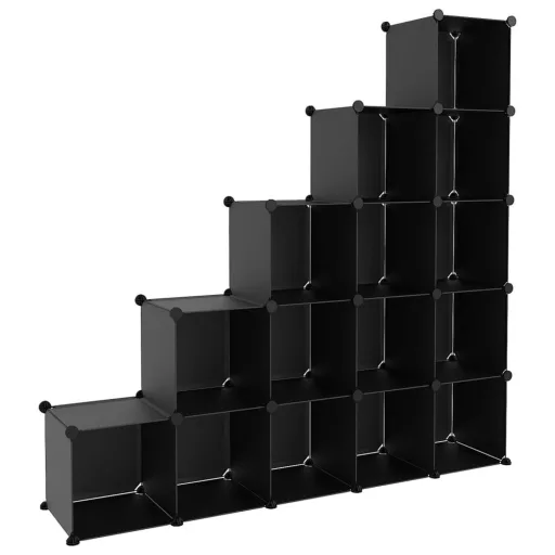 15-delni črni modularni sistem za shranjevanje