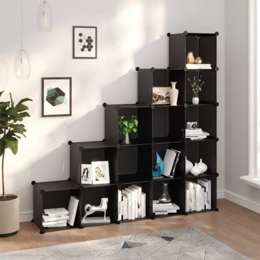 15-delni črni modularni sistem za shranjevanje