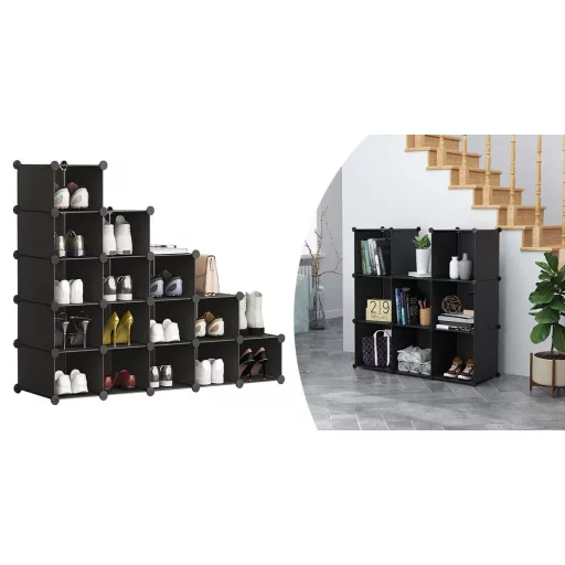 15-delni črni modularni sistem za shranjevanje
