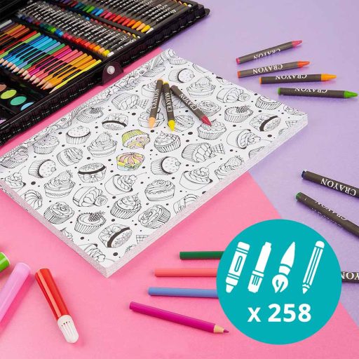 258-delni set za risanje in slikanje za otroke s svinčniki, markerji in akvareli