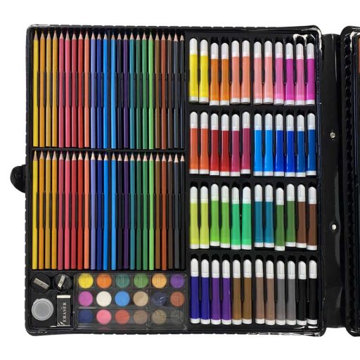 258-delni set za risanje in slikanje za otroke s svinčniki, markerji in akvareli