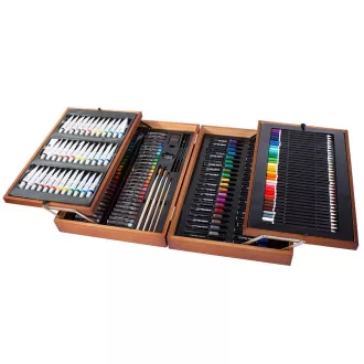   174-delni premium set za slikanje in risanje v elegantni leseni škatli