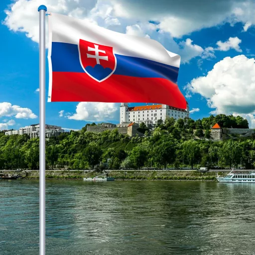 Slovaška zastava 90x150 cm - Trajni poliester, dvosmerni tisk, obroči za zunanjo uporabo