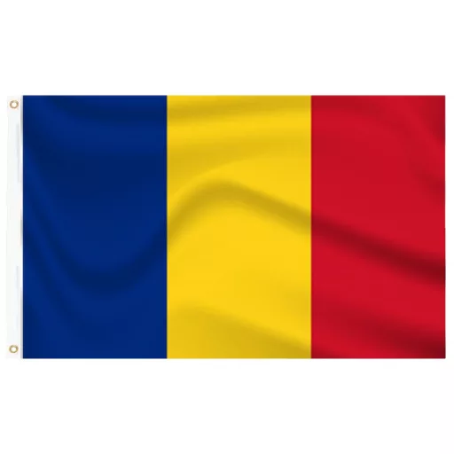 Romunska zastava 90x150 cm - Trajna poliester z dvojnim tiskom in očesci