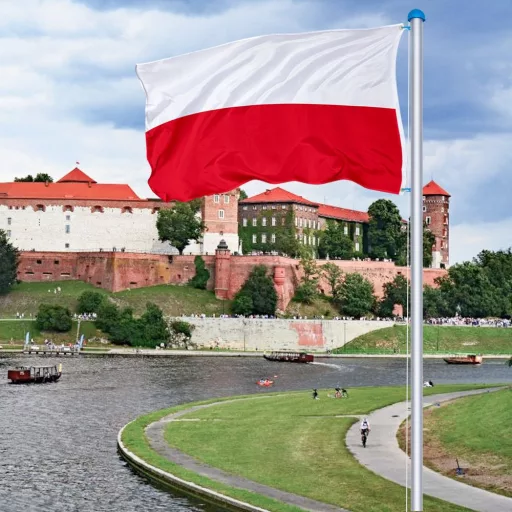 Poljska zastava 90x150 cm - Trajna dvoslojna poliester z obroči