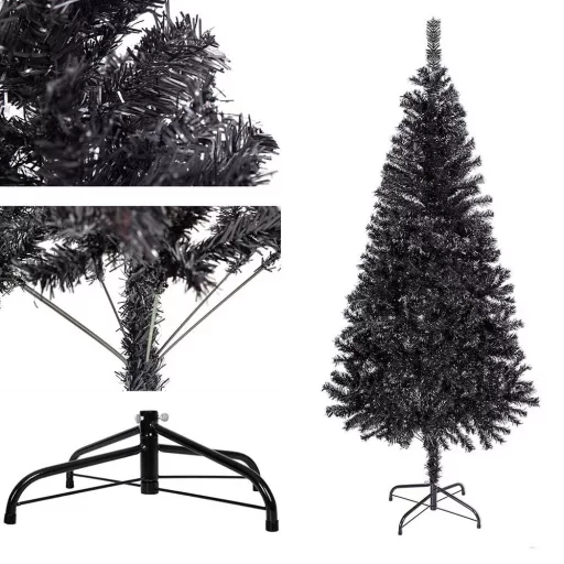 120 cm črni umetni božični drevesec z 230 vejami - eleganten in sodoben dizajn