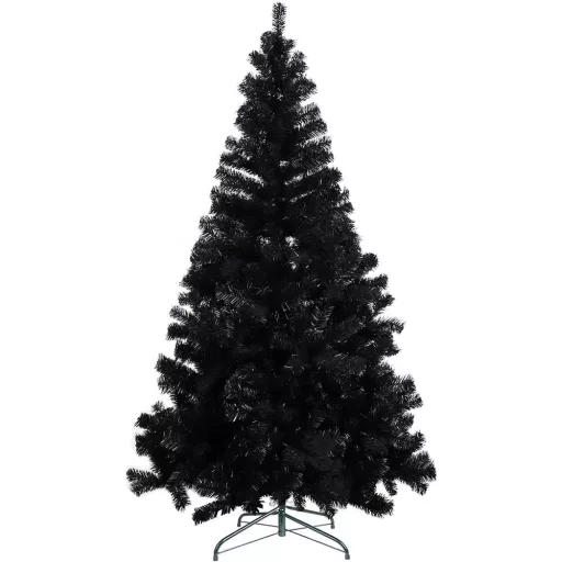 150 cm Črn umetni božična drevesa s 415 vejami - Eleganten sodoben dizajn