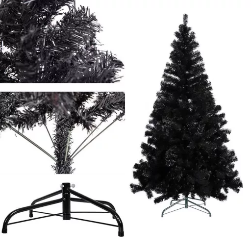 210 cm črno umetno božično drevo s 1000 vejami