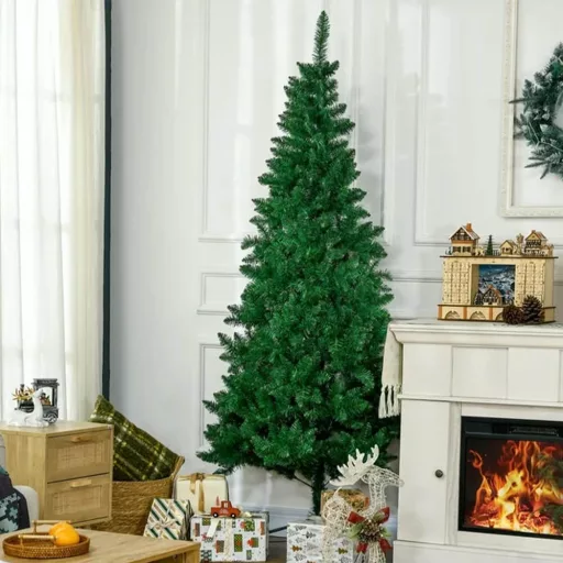 150 cm Polovično božično drevo z LED lučkami - prostorsko varčna praznična dekoracija