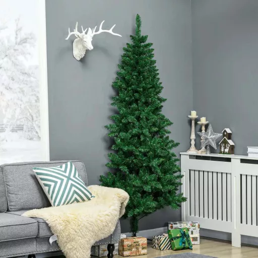 Polovično božično drevo 210 cm s 500 vejicami in LED lučmi