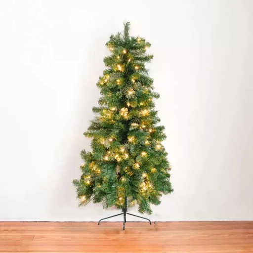 Polovično božično drevo z 80 LED lučkami, 120 cm, oblikovanje, ki prihrani prostor