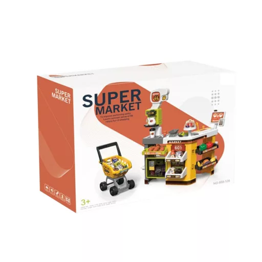 Rumena 65-delna igrača supermarket set z realističnimi dodatki