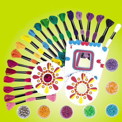 Barvni komplet za izdelavo zapestnic z biseri in predlogami
