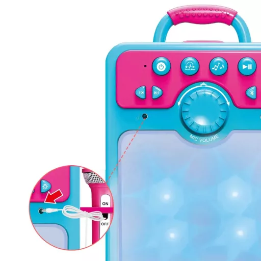 Otroški karaoke set z 2 mikrofonoma, svetlobnimi efekti in povezavo za telefon