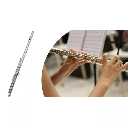 C uglašena flavta s trdim etuijem in dodatki za začetnike in napredne igralce
