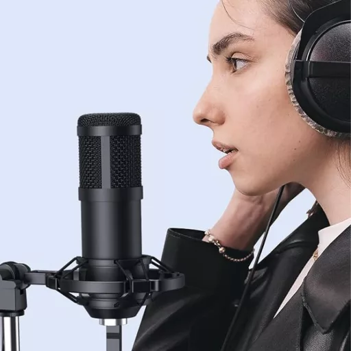 USB studijski mikrofon z nastavljivim stojalom in pop filtrom