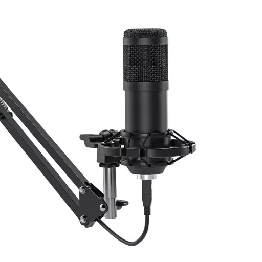 USB studijski mikrofon z nastavljivim stojalom in pop filtrom