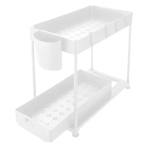 2-nivojski organizator pod umivalnikom z izvlečnim predalom - bela (komplet 2)