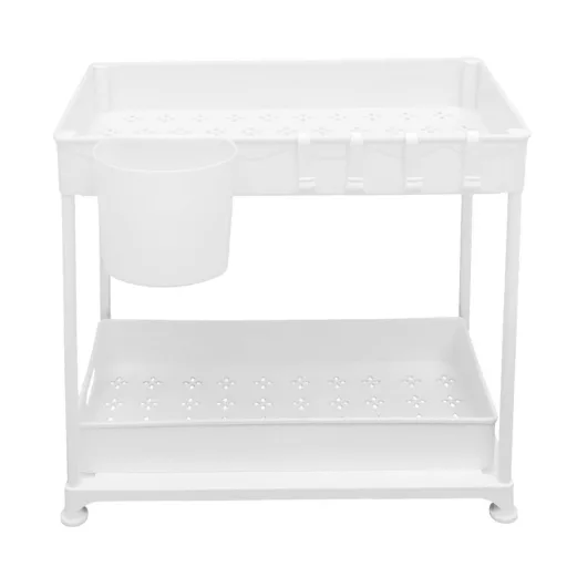 2-nivojski organizator pod umivalnikom z izvlečnim predalom - bela (komplet 2)
