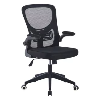   Ergonomski pisarniški stol z nastavljivimi naslonjali za roke in ledveno oporo, črn