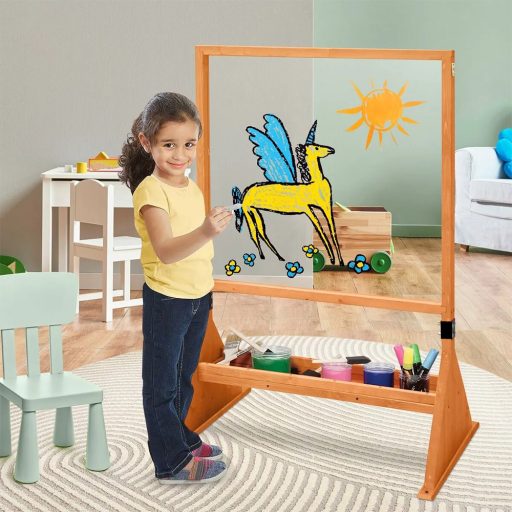 Dvoslojna pleksi steklena risalna tabla za notranjo in zunanjo uporabo z lesenim stojalom in 12 barvami