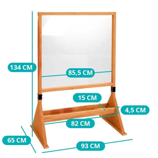 Dvoslojna pleksi steklena risalna tabla za notranjo in zunanjo uporabo z lesenim stojalom in 12 barvami
