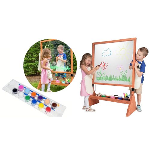 Dvoslojna pleksi steklena risalna tabla za notranjo in zunanjo uporabo z lesenim stojalom in 12 barvami