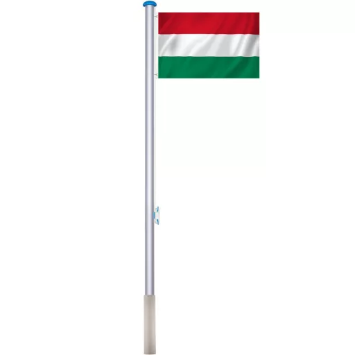Nastavljiv aluminijast drog za zastavo z dvojnim zastavnim 90x150 cm (225-650 cm)