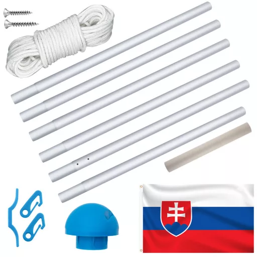 Nastavljiv aluminijasti drog za zastavo z dvojnim zastavnim 90x150 cm (225-650 cm)