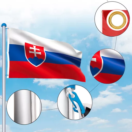 Nastavljiv aluminijasti drog za zastavo z dvojnim zastavnim 90x150 cm (225-650 cm)