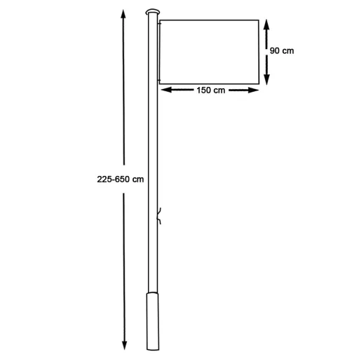 Nastavljiv aluminijasti drog za zastavo z dvojnim zastavnim 90x150 cm (225-650 cm)