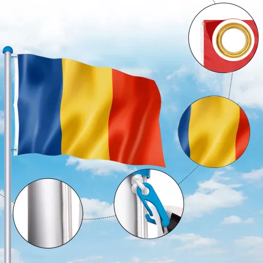 Nastavljiv aluminijasti drog za zastavo z dvojnim 90x150 cm zastavo