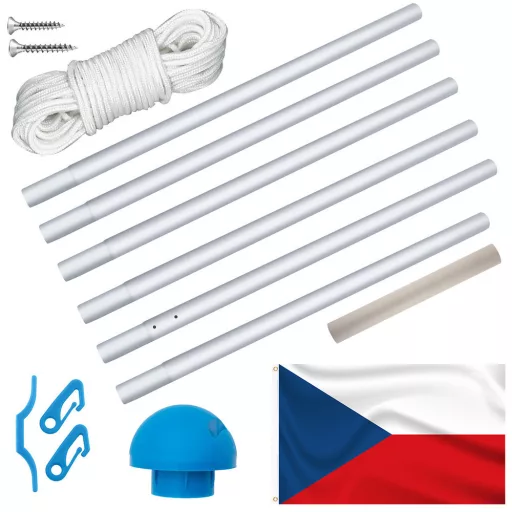 Nastavljiv aluminijasti drog za zastavo z dvojnim zastavnim 90x150 cm (225-650 cm)