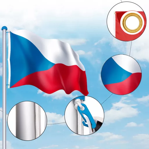Nastavljiv aluminijasti drog za zastavo z dvojnim zastavnim 90x150 cm (225-650 cm)