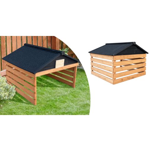 Vremensko odporna lesena skladiščna hiša za robotske kosilnice, prezračevana zasnova