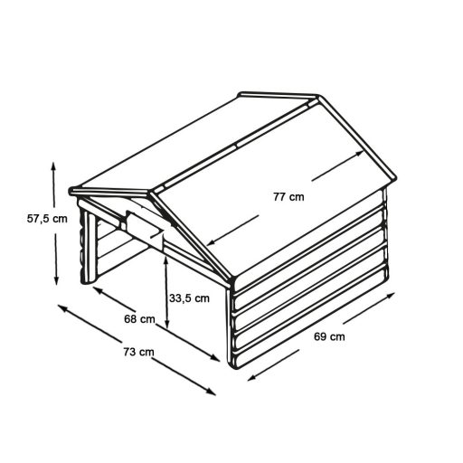 Vremensko odporna lesena skladiščna hiša za robotske kosilnice, prezračevana zasnova