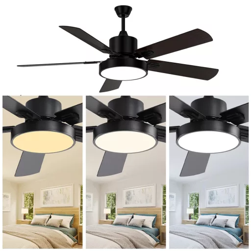 Sodobni stropni ventilator z LED lučko in daljinskim upravljalnikom, premer 42"