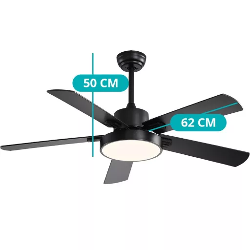 Sodobni stropni ventilator z LED lučko in daljinskim upravljalnikom, premer 42"