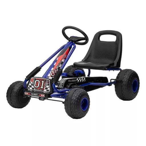 Ergonomski modri pedalni go-kart za otroke od 3 let, nastavljiv sedež, kapaciteta 30 kg